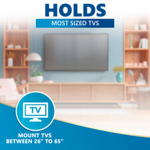 Load image into Gallery viewer, Universal TV Mount - 26” to 65”, VESA Compliant Wall Bracket for Flat Screens and LED Monitors - Low Profile Television Panel Anchor - With Moveable, Lockable 12 Degree Tilt
